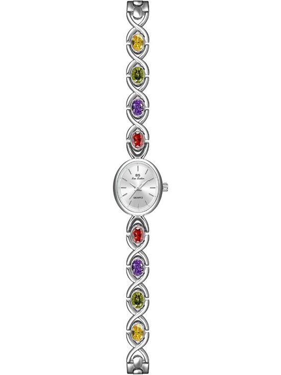 Women\'s Silver Vintage Bracelet Elegant Jade Oval Dial Waterproof Wrist Watch main image 5